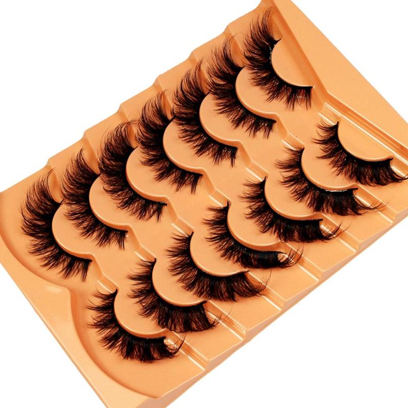 Wispy Cat Eye False Eyelashes, 7 Pairs Natural Curling Eye Makeup Strip Lashes, Full Volume Eyelash for Lashes Extensions