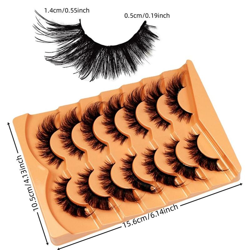 Wispy Cat Eye False Eyelashes, 7 Pairs Natural Curling Eye Makeup Strip Lashes, Full Volume Eyelash for Lashes Extensions