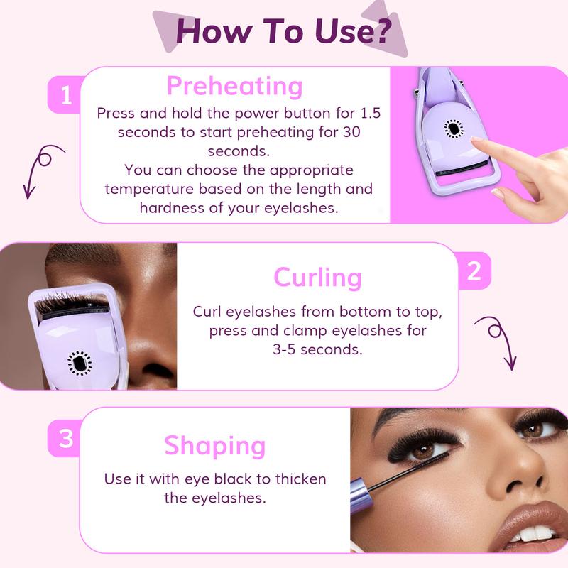 IDN Heated Eyelash Curlers with 3 Heating Modes Compact beauty care makeup accessories Wedding and Festival Party eyelash tool makeup tools