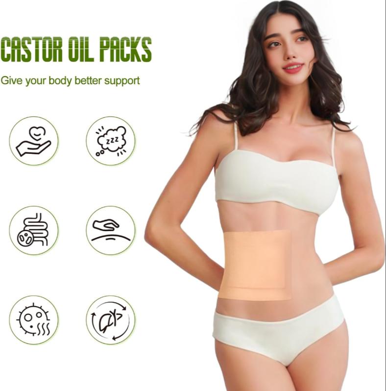 20Pcs Castor Oil Pack Wrap,Castor oil patches,8Fl Oz - 100% Pure and Natural - Premium Grade Oil, Castor Oil Packs,No Washing Self Adhesive with High Absorbent Organic Cotton Flannel, Anti Massage Oil Leak, Design for Women Men Travel Body Care Comfort