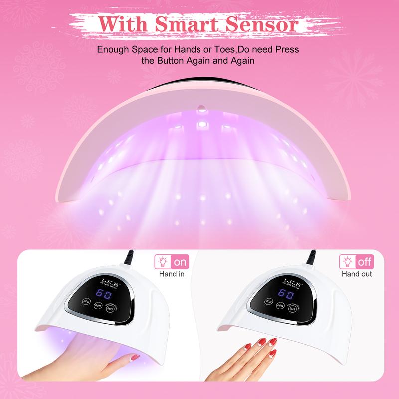 LKENail S8 LED Nail Lamp,Upgrade 72W Nail Dryer for Gel Polish with LCD Display,Auto Sensor and 3 Timer settings,Professional Curing Lamp Light for Salon and Home,Thanksgiving Gifts for Girlfriends