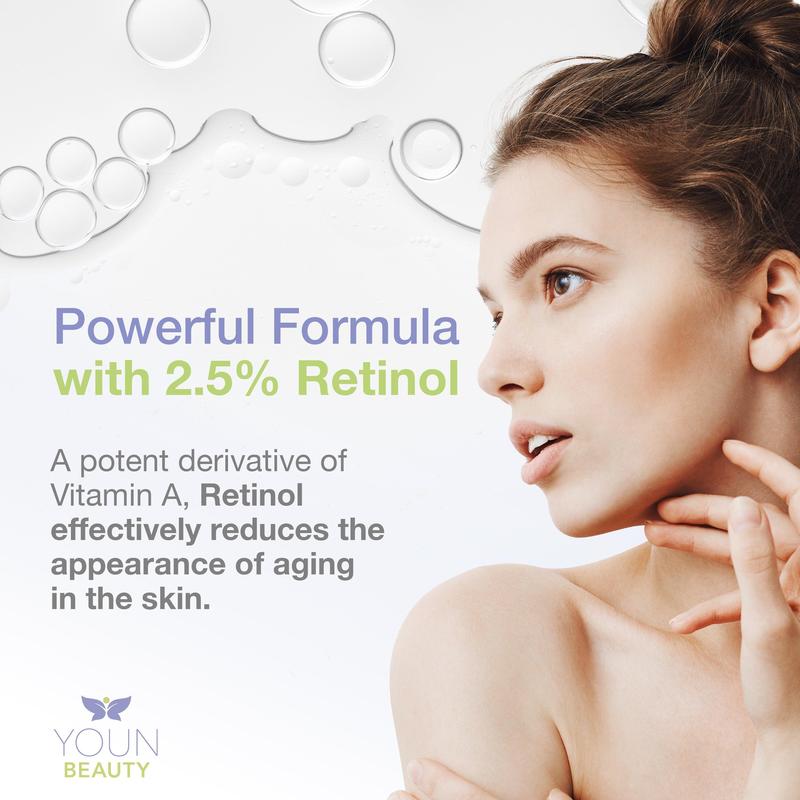 YOUN Beauty Retinol Moisturizer - Skin Cream from Dr. Anthony Youn with 2.5% Retinol Made with Natural and Organic Ingredients. 1.7 oz.