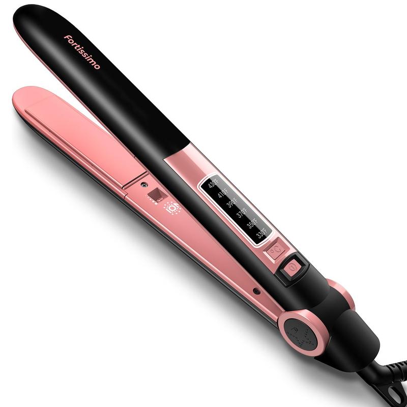 Negative Ion Hair Straightener, Professional Ceramic Flat Iron, Fast Heat 2 in 1 Curler & Straight, Comfortable Hair Styling Tool for Home & Salon Use