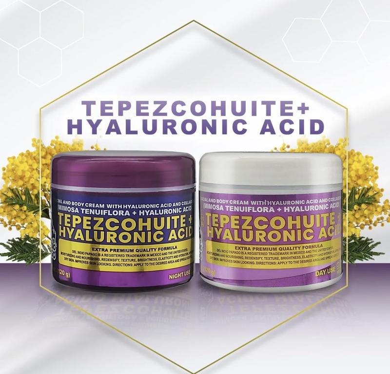 Crema de Día y Noche Tepezcohuite + Ácido Hialurónico (Day and Night Cream) - 4 oz - PERFECT BEAUTY COMBO