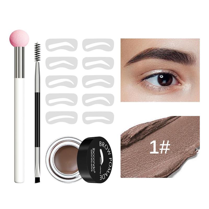 Eye Brow Makeup Kit, 1 Set Easy Coloring High Pigment Eyebrow Cream with Eye Brow Coloring Stencils & Eye Brows Brushes, Waterproof Eyebrow Tinted Cream