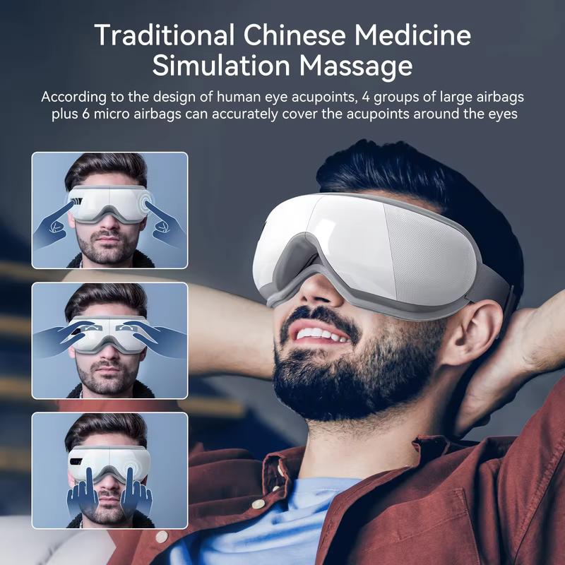 Eye Massager with Heat, Gifts for Mom Dad, Heated Eye Mask with Bluetooth Music, Face Massager, Eye Care Device, Smart Eye Mask for Relax Eye, Reduce Eye Strain