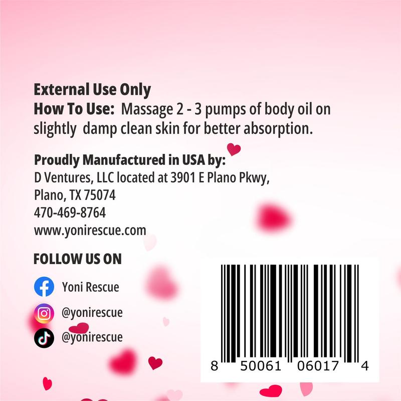 Forbidden Love Body Oil, 4oz, with Apricot, Jojoba, Avocado Oils & Vitamin E Oil, Fast-Absorbing, Nourishes and Hydrates Skin, Skin Repair, Body Care, Ideal for All Skin Types, Heavenly Lilac Fragrance Moisturizer by Yoni Rescue