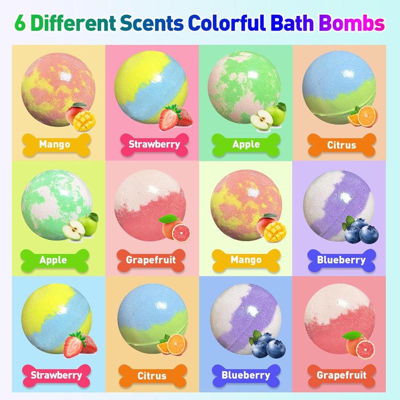 Bath Bombs for Kids, 12pcs Bath Bombs with Surprise Toys Inside,  and Organic Colorful Bubble Bath Fizz Bomb for Kids, Gift Set for Birthday, Halloween, Christmas for Boys and Girls