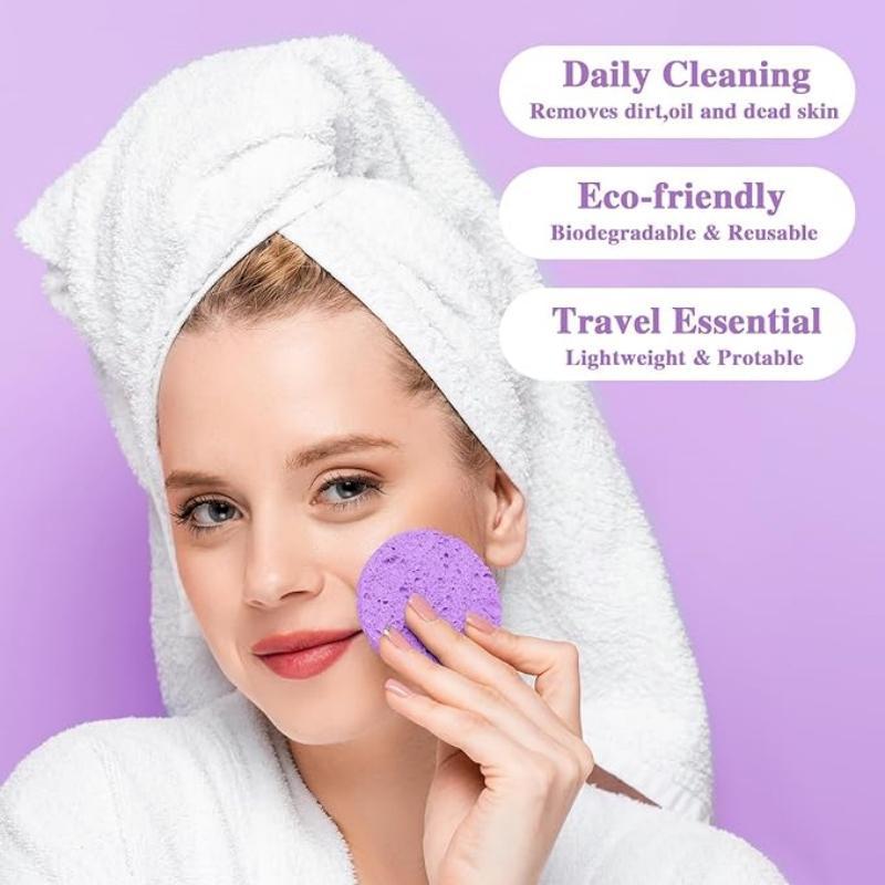 20pcs Disposable Oval Shaped Facial Cleansing Puff, Portable Travel Face Washing Sponge, Facial Skin Care Tool for Daily Use