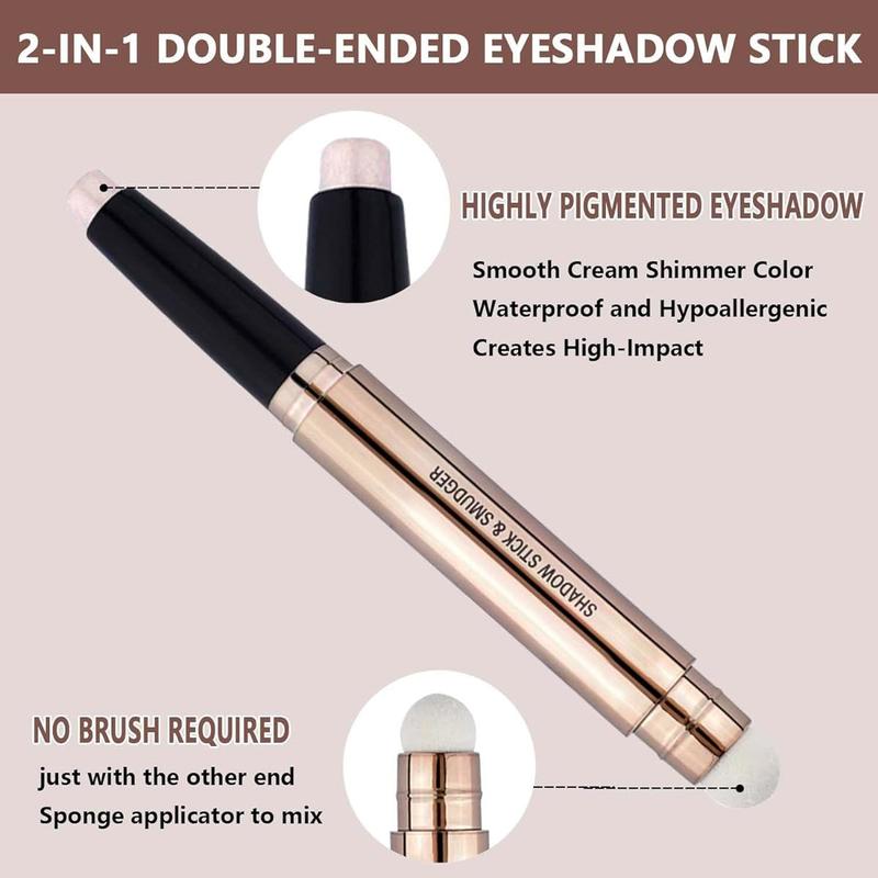 Sand Shimmer #02 Cream Eyeshadow Pencil, Nude Pink Sparkle, Hypoallergenic Waterproof Long Lasting Eye Shadow Stick, Multi-Dimensional High Pigment Eye Highlighter Pen