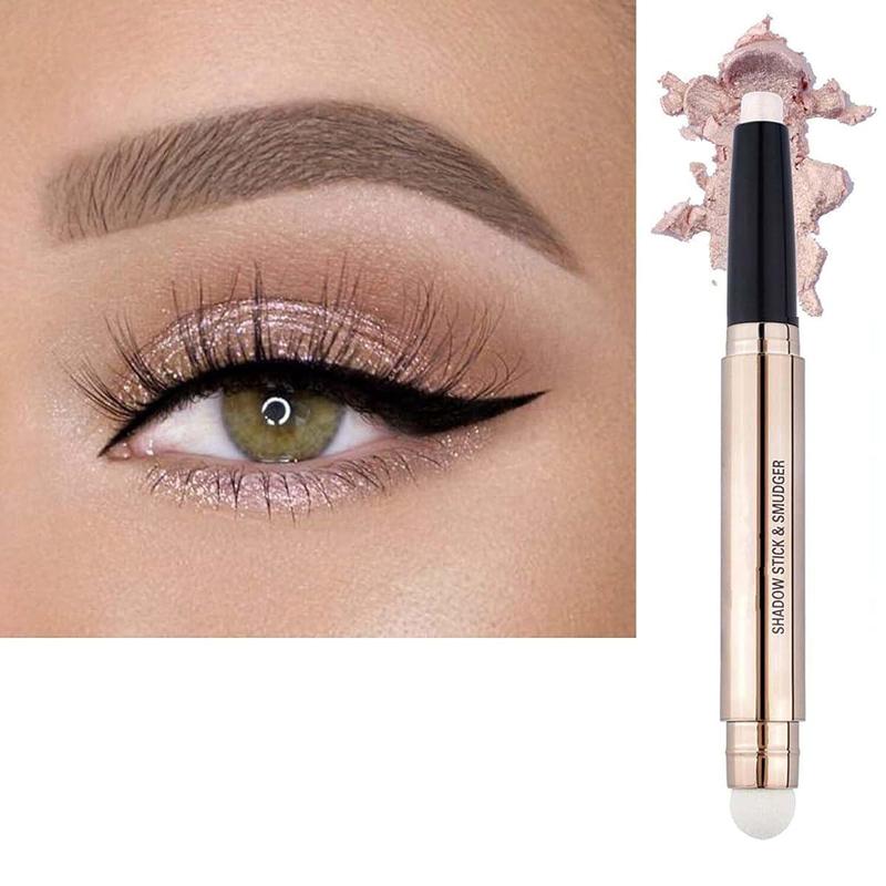 Sand Shimmer #02 Cream Eyeshadow Pencil, Nude Pink Sparkle, Hypoallergenic Waterproof Long Lasting Eye Shadow Stick, Multi-Dimensional High Pigment Eye Highlighter Pen