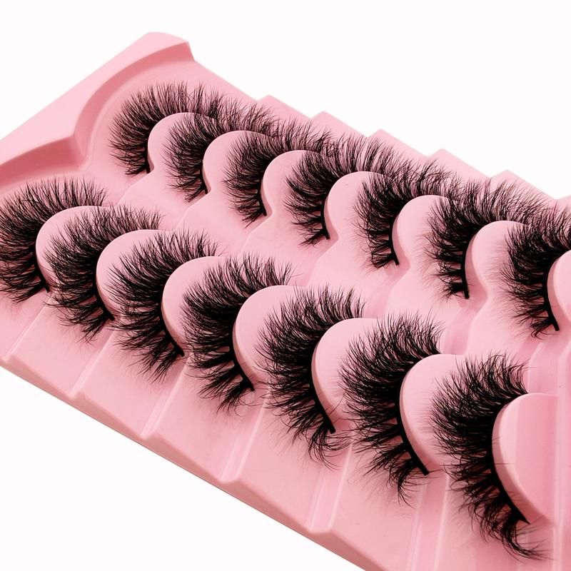 Fluffy False Eyelashes, 7 Pairs Curling Cat Eye Faux Cluster Lashes, Full Volume Eye Makeup Strip Lashes for Lashes Extensions, Volumized False Eyelashes for Women & Girls Eye Makeup Enhancement, Christmas, Christmas Gift