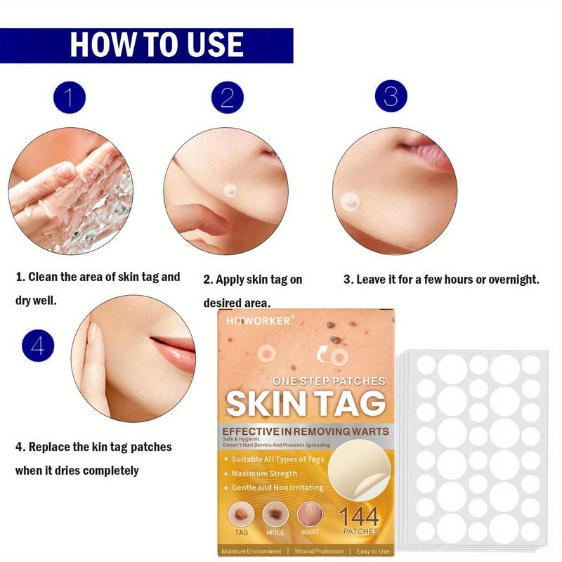 Skin Tag Patches, 144pcs box Gentle Hydrocolloid Skin Tag Cover Patches, Acne Cover Patches, Skin Care Products for Face & Body