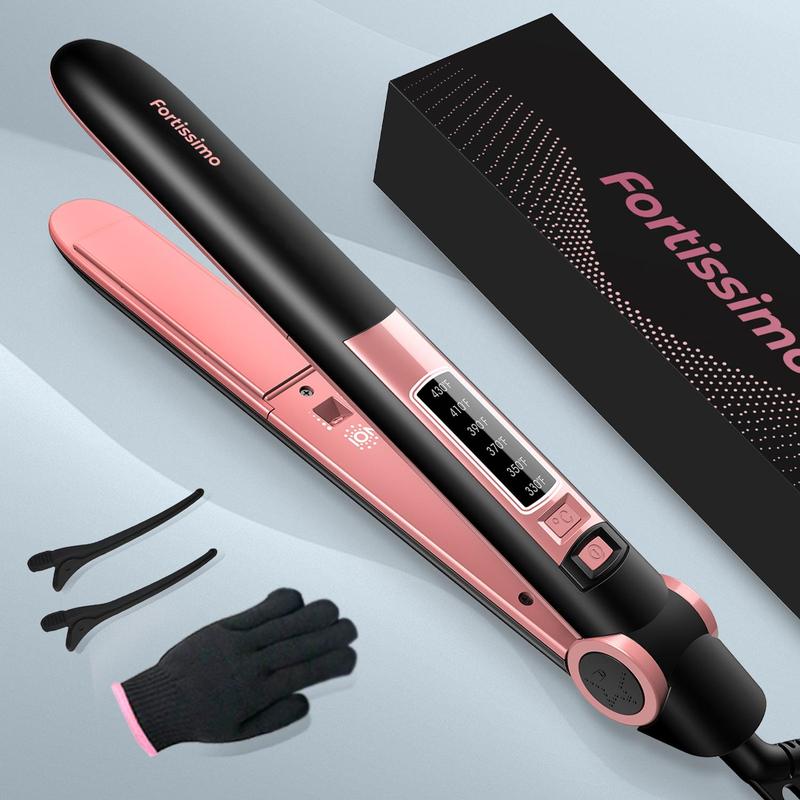 Negative Ion Hair Straightener, Professional Ceramic Flat Iron, Fast Heat 2 in 1 Curler & Straight, Comfortable Hair Styling Tool for Home & Salon Use