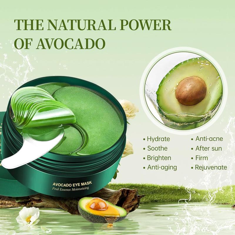 Avocado Eye Mask, Under Eye Patch,Moisturizing Rejuvenating Firm Lift Skin,Help Lighten Dark Circles, Fine Lines,Wrinkle Correcting Eye Mask, ComfortSkincare Routine, Hydrating EyeTreatment