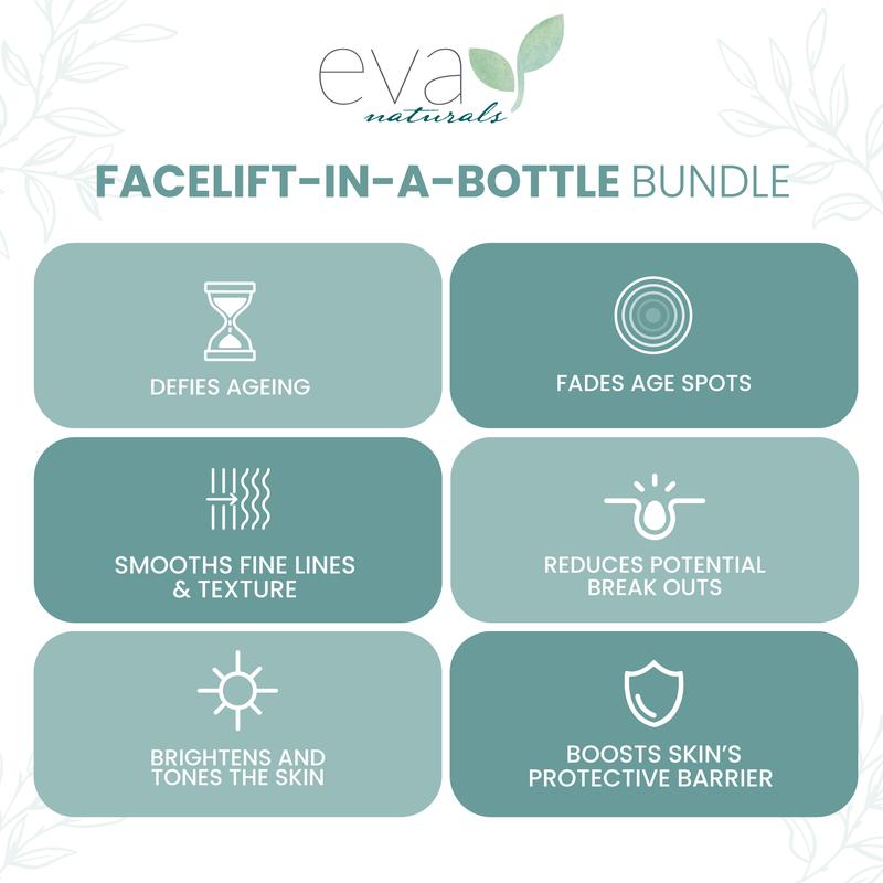 Facelift in a Bottle Serum Bundle: Retinol Serum, Vitamin C Serum & Eye Gel - 3 Serum Set