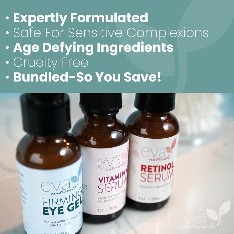 Facelift in a Bottle Serum Bundle: Retinol Serum, Vitamin C Serum & Eye Gel - 3 Serum Set