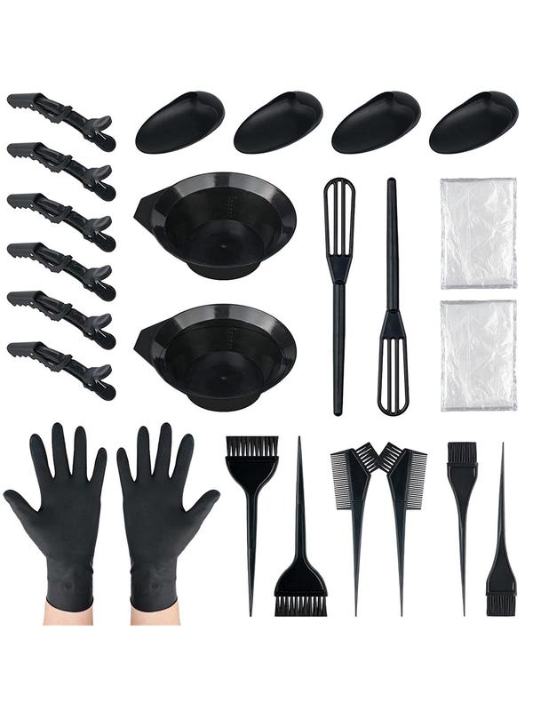 Hair Dyeing Kit, 22pcs Hair Dyeing Tool Set, Including 2pcs Bowl,4pcs Brush,2pcs Comb,1 Pair Gloves,3pcs Hair Clip,5pcs Spoon, Professional Salon Hair Coloring Dyeing Kit