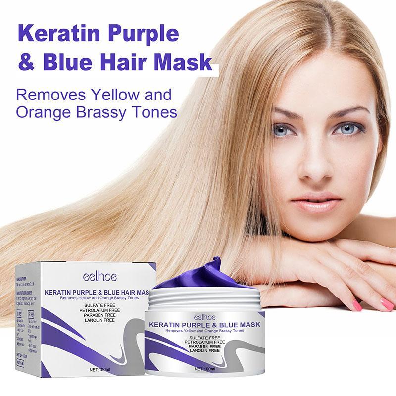 100ml Keratin Purple & Blue Hydrating Hair Mask, Smoothing Hair Care Cream, Hair Care & Styling Product