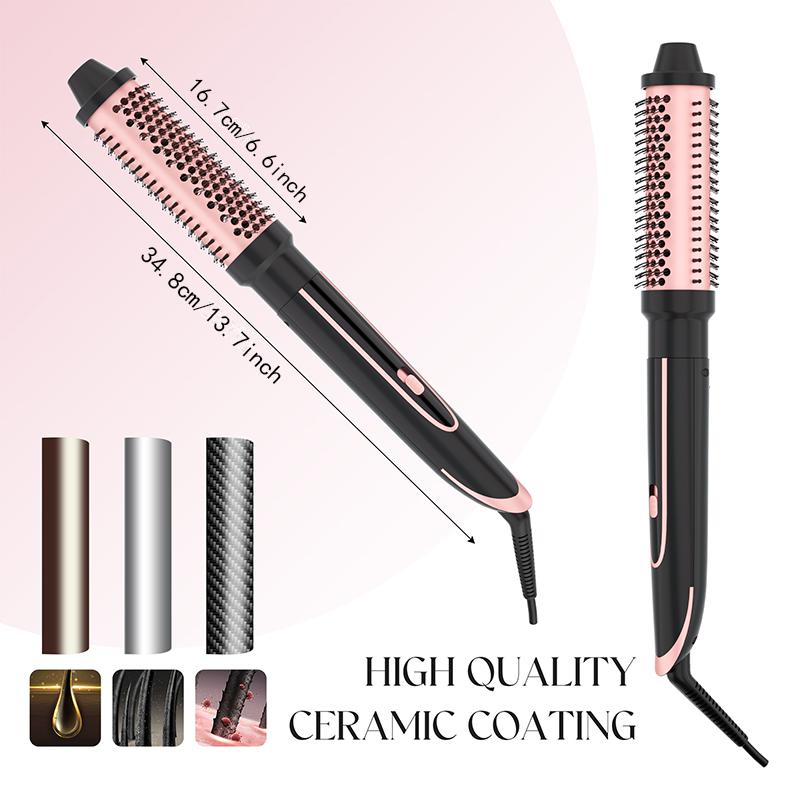 Heikki Vision 5-in-1 Curling Hot Brush Set with Curling Brush and 4 Interchangeable Ceramic Curling Wands, Instant Heat, Includes Heat Protective Gloves and 2 Clips (US Standard)