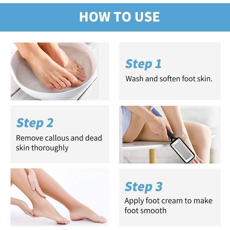 Foot Files Callus Remover Stainless Steel Foot Rasp and Dual Sided Foot File Professional Scrubber Pedicure Tools Premium for Foot Care (Large)