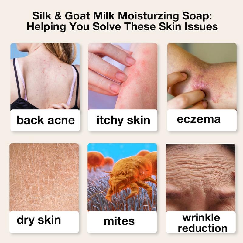 Silk and Goat Milk Moisturizing Soap Bar – Enriched with Silk Protein Peptides, Amino Acids, Vitamins, and Milk Minerals for Intense Moisturization, Eczema Relief, Deep Collagen Boosting, and Radiant Glass Skin Glow.