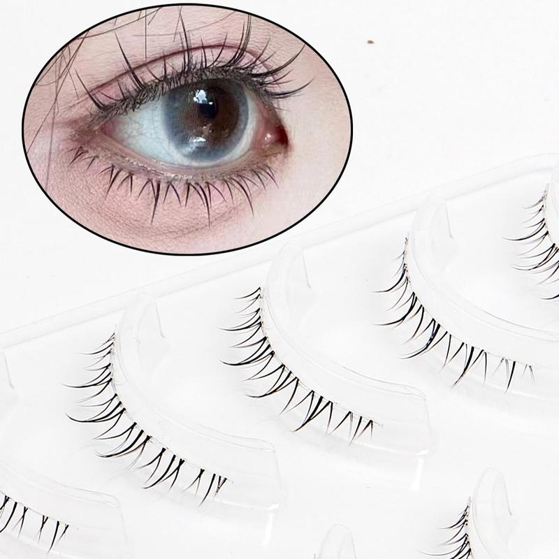 Clear Band Wispy False Lashes, 5 Pairs Reusable Dramatic Anime Lower Lashes, DIY Cosplay Bottom Eyelashes, Eye Makeup Product for Women