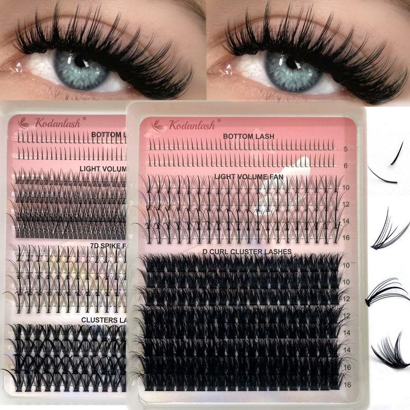 Fluffy Cluster Eyelash Extensions Kit, 1 Set Mixed Length False Eyelashes with Eyelash Glue & Tweezers & Remover, Professional Eye Makeup Accessories