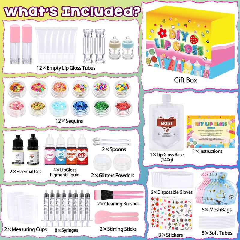 DIY Lip Gloss Making Kit - Lip Gloss Supplies to Make Your Own Lip Gloss, Lip Gloss Making Supplies Set DIY Lip Gloss Kit for Girls, Beginner Lip Gloss Kit DIY Making Lip Gloss