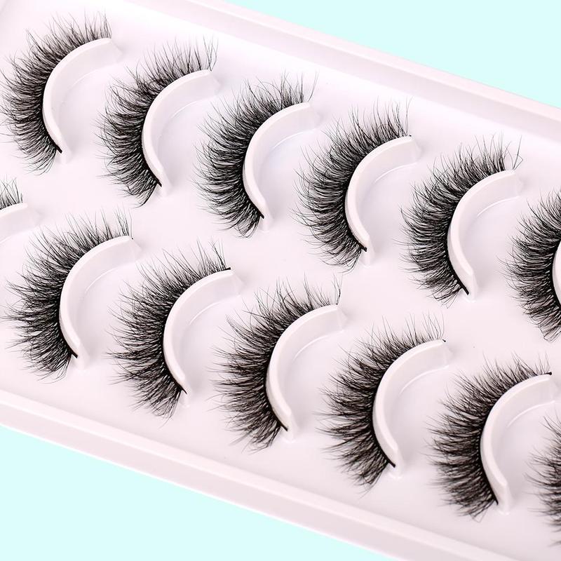 Natural False Eyelashes, 10 Pairs DIY Eyelashes for Lash Extensions, Natural Curling Strip Lashes, Soft and Curl Fake Lashes for Women, Eye Makeup Products, Christmas Gift