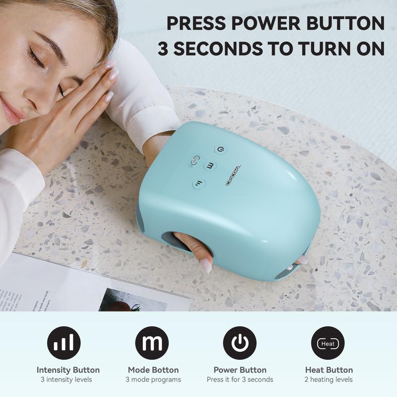 CINCOM Portable Hand Massager (BLUE), Cordless, with Comfort Heat and Gentle Massage, Adjustable Settings, Auto-Off Feature, Rechargeable, Perfect for Daily Relaxation, Ideal Gift