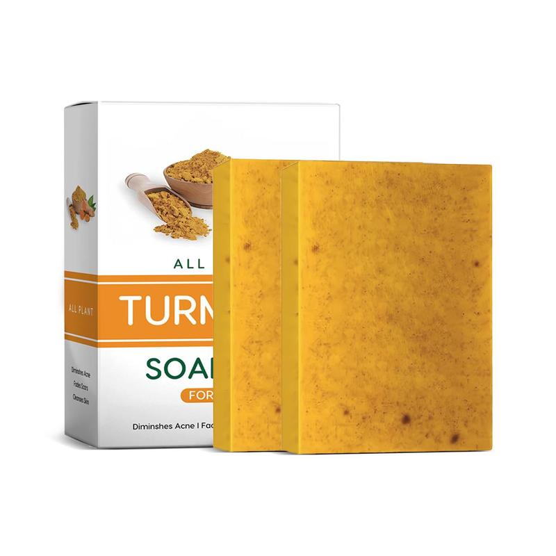 [90% People Choose] 2 Pack Turmeric Soap Bar for Body Cleanser,All Natural Turmeric Soap, Tumerc Soap Bar, Gentle Turmeric Face Soap,Smooth Skin and Moisturizing - for All Skin Types, 3.53 oz