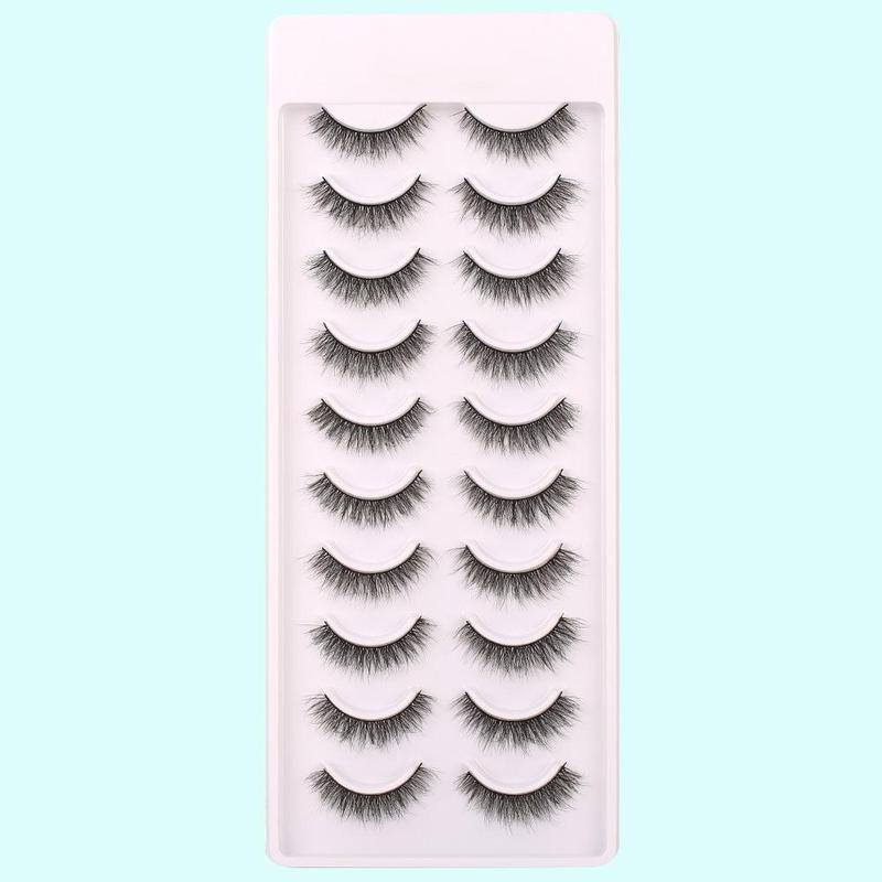 Natural False Eyelashes, 10 Pairs DIY Eyelashes for Lash Extensions, Natural Curling Strip Lashes, Soft and Curl Fake Lashes for Women, Eye Makeup Products, Christmas Gift