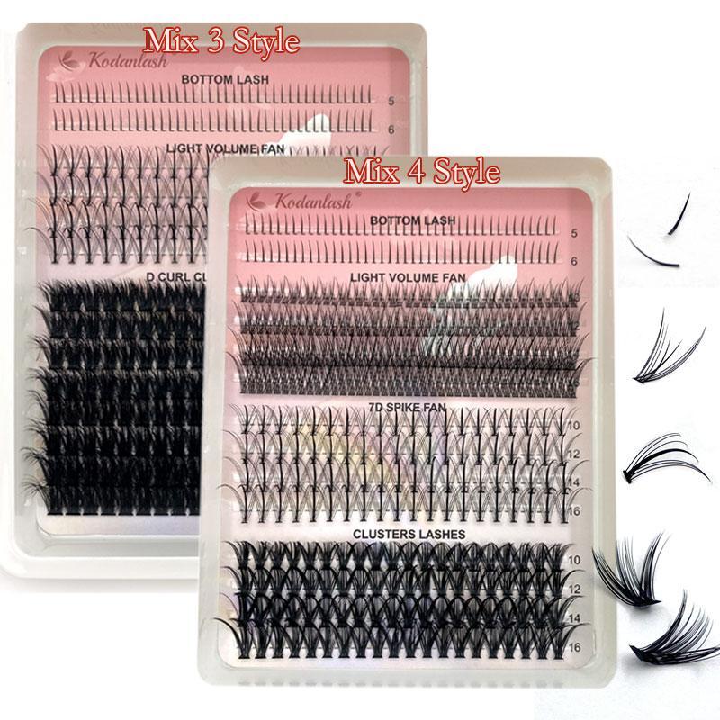 Fluffy Cluster Eyelash Extensions Kit, 1 Set Mixed Length False Eyelashes with Eyelash Glue & Tweezers & Remover, Professional Eye Makeup Accessories