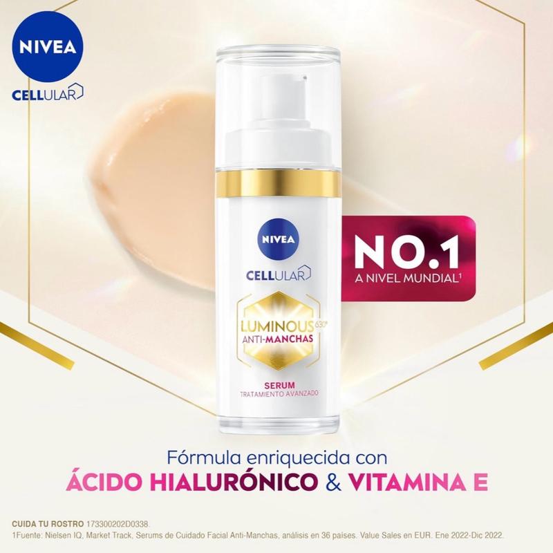 Nivea Luminous 630 Anti-Spot Advance Treatment Serum and Fluid Bundle Set with Hyaluronic Acid and Vitamin E for Skin Hydration