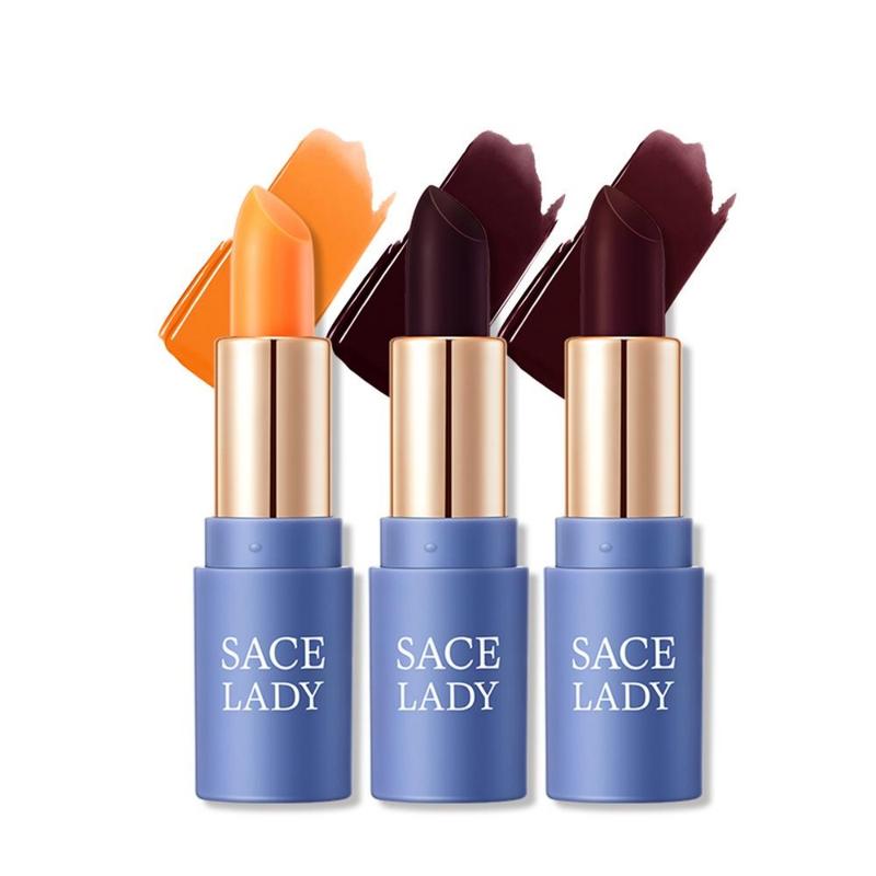 SACE LADY 3Pcs Tinted Lip Balm Set Lasting Color Changing Smooth Matte Lip Stain Pigmented Moisturized Lipstick Kit Gloss Lipgloss