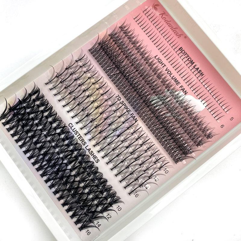 Fluffy Cluster Eyelash Extensions Kit, 1 Set Mixed Length False Eyelashes with Eyelash Glue & Tweezers & Remover, Professional Eye Makeup Accessories