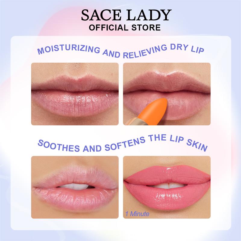 SACE LADY 3Pcs Tinted Lip Balm Set Lasting Color Changing Smooth Matte Lip Stain Pigmented Moisturized Lipstick Kit Gloss Lipgloss