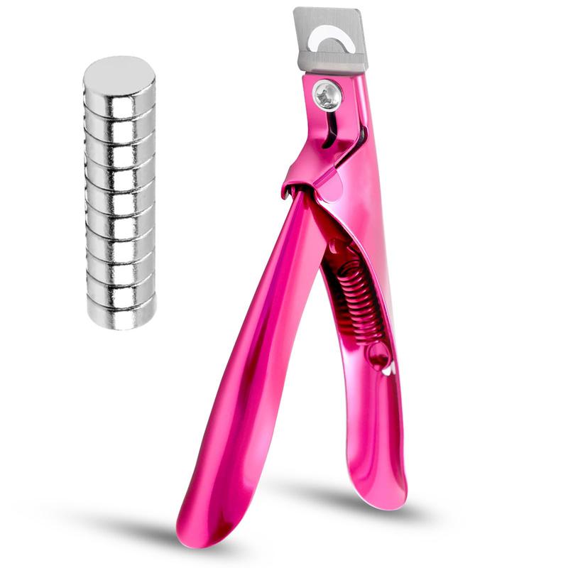 Acrylic Nail Clipper with Magnets Nail Tip Cutters with Length Measurement Manicure Nail Art Tool Stainless Steel Nail Clipper with 10Pcs Magnets (Rose) , Nail clippers , Nail point