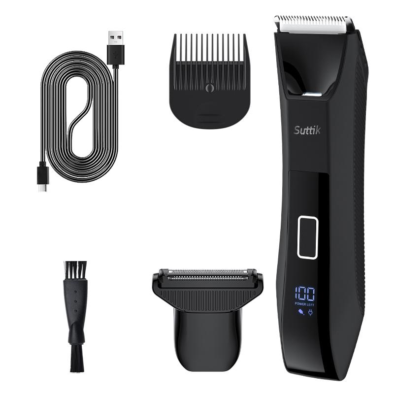 Suttik Waterproof Men's Trimmer,Hair remover, Electric Body and Private Parts Trimmer, cordless pubic Hair trimmer, interchangeable ceramic knife tip, Body Ball Trimmer and Razor, Halloween, Christmas and Fall gifts, Body hair trimmer male hygiene