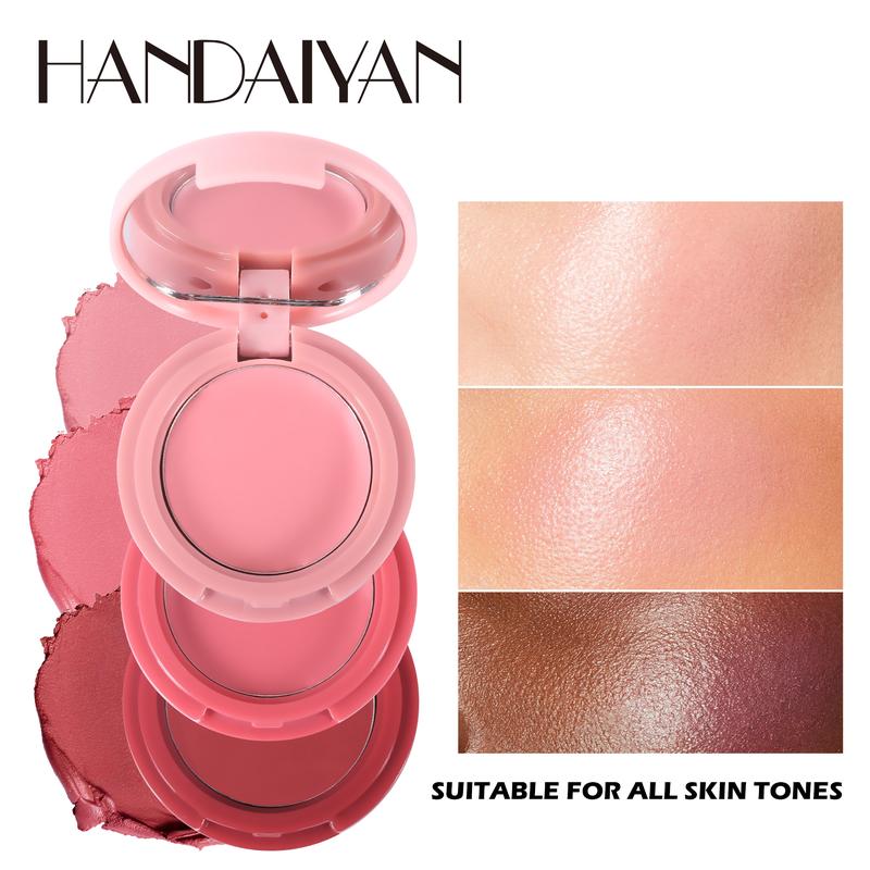 HANDAIYAN 3 in 1 Contour Highlighter Blush Makeup Palette, Shimmer Matte 3 Colors Pigmented Brighten Highlighting Bronzer Blusher Eyeshadow Pallet, Long Lasting Shaping Full Face Eyes Makeup kit