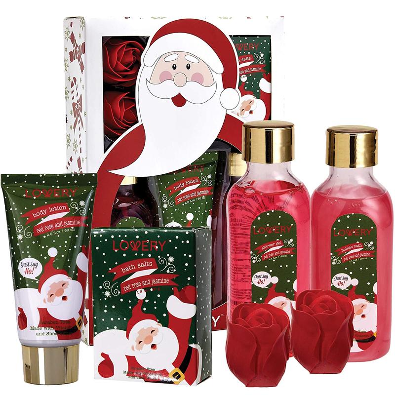 Red Rose and Jasmine Home Bath Set - 6Pc Christmas Gift Aroma Body Care