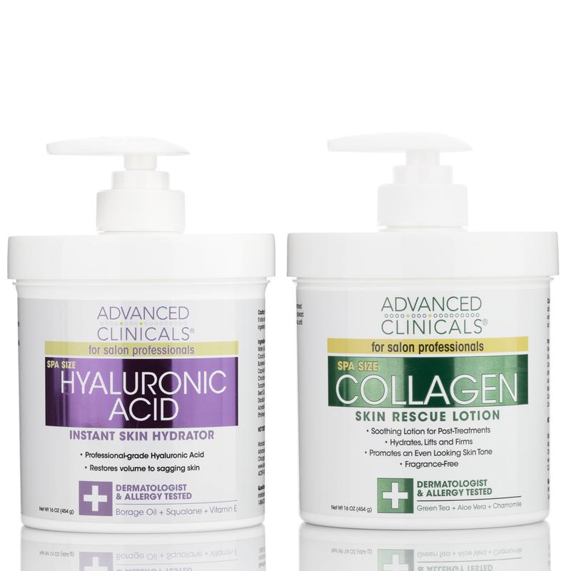 Advanced Clinicals Collagen Cream + Hyaluronic Acid Cream Moisturizer 2-Piece Bundle