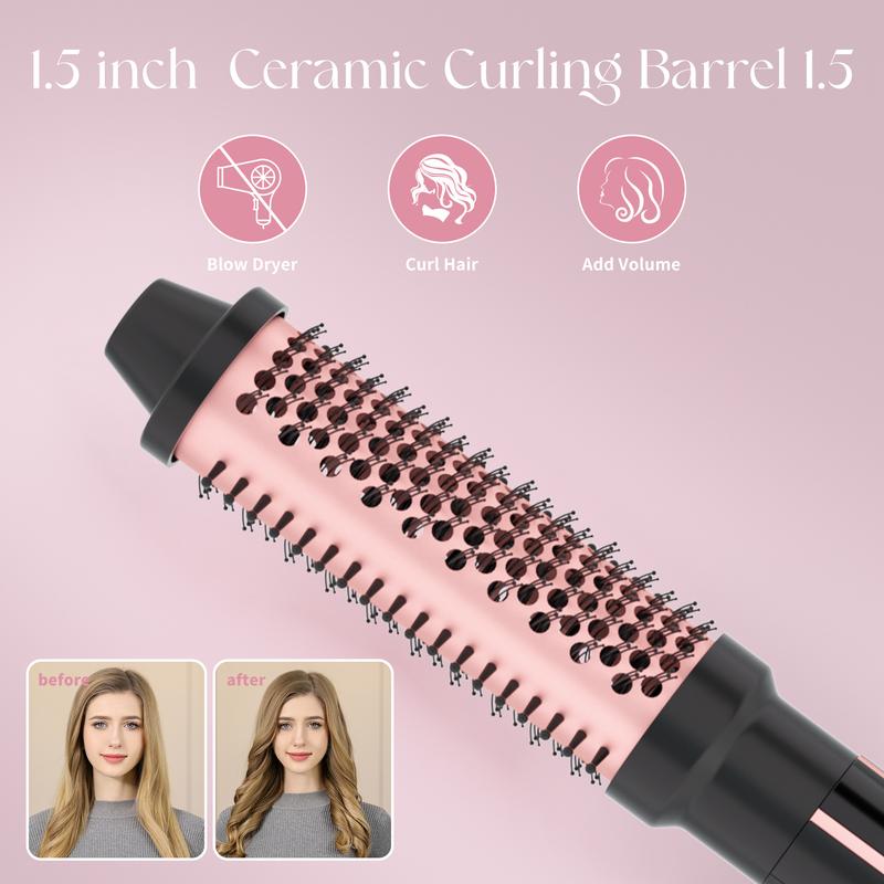 Heikki Vision 5-in-1 Curling Hot Brush Set with Curling Brush and 4 Interchangeable Ceramic Curling Wands, Instant Heat, Includes Heat Protective Gloves and 2 Clips (US Standard)