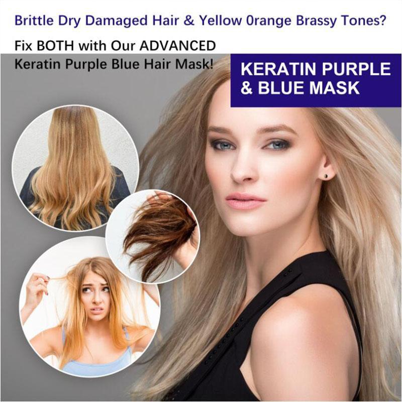 100ml Keratin Purple & Blue Hydrating Hair Mask, Smoothing Hair Care Cream, Hair Care & Styling Product