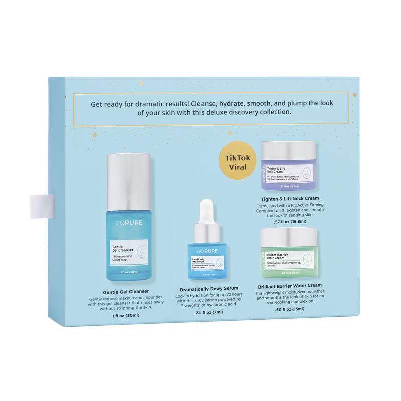 GOPURE The Glow Essentials Gift Set - Mini: Gentle Gel Cleanser + Dramatically Dewy Serum + Brilliant Barrier Water Cream + Tighten & Lift Neck Cream