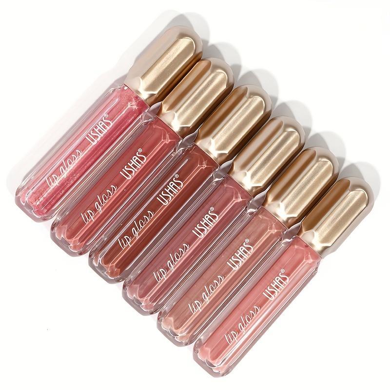 Long Lasting Lip Gloss Set, 6 Counts set Moisturizing Lip Glaze, Glossy Lip Glaze Stick, Plumping Lip Oil Lip Stick for Girls & Women