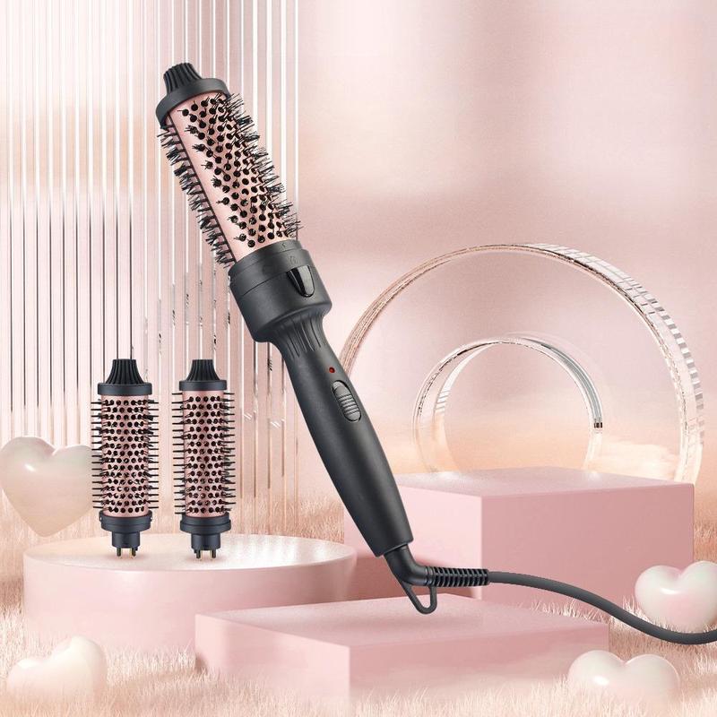 3 in 1 Ceramic Curling Wand, 1 Box Thermal Round Brush for Blowout Look, Fast Heating Brush, Hair Brush Curling Iron for All Hair