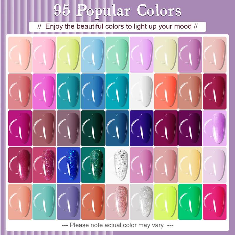 JODSONE Gel Nail Polish Starter Set 100 Pieces Multi-color Gel Nail Polish with Colors Nail Salon Home Self Use Nail Gel Colorful In Shine for Mother's day gifts