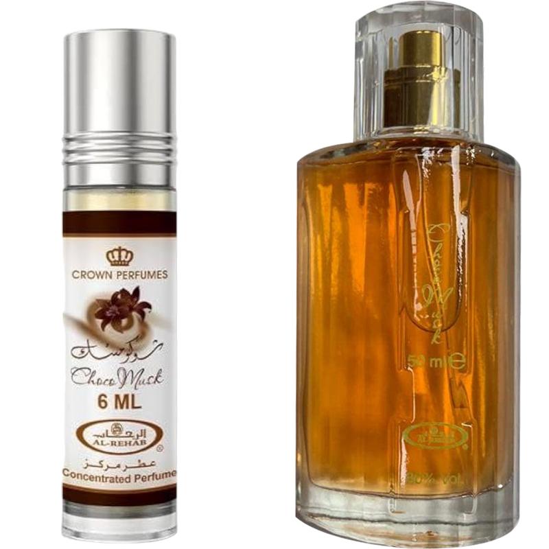 Combo Pack Choco Musk - (6ml + 50ml) Perfume Oil Roll-On & Spray by Al-Rehab Aroma Fragrance